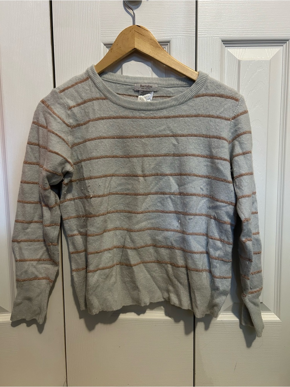 Light Gray Stripe Crewneck Sweater - Men